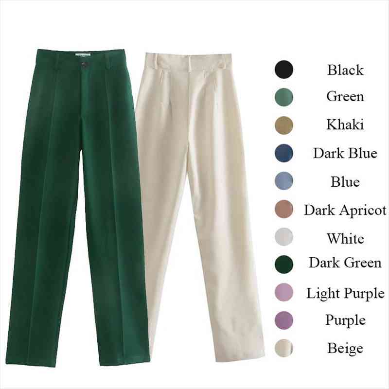 za women clothing pants chic fashion elegant office wear straight pants vintage high waist zipper fly female trousers, Black;white
za women clothing pants chic fashion elegant office wear straight pants vintage high waist zipper fly female trousers, Black;white