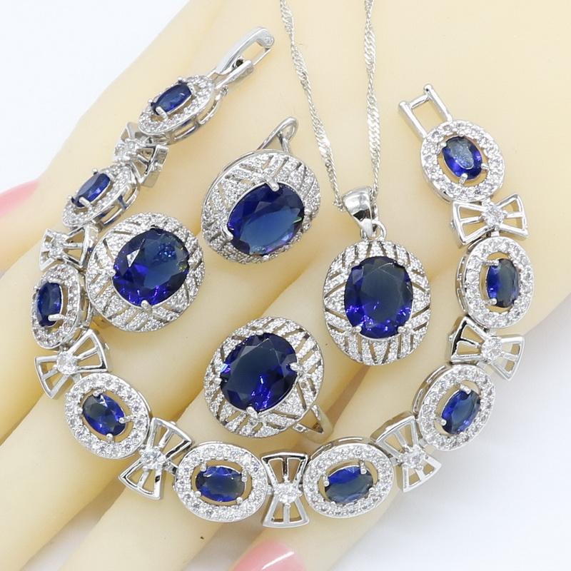 Earrings & Necklace Oval Dark Blue Crystal Silver Color Bridal Jewelry Sets For Women Bracelet Hoop Rings Pendant Gift Box
Earrings & Necklace Oval Dark Blue Crystal Silver Color Bridal Jewelry Sets For Women Bracelet Hoop Rings Pendant Gift Box
