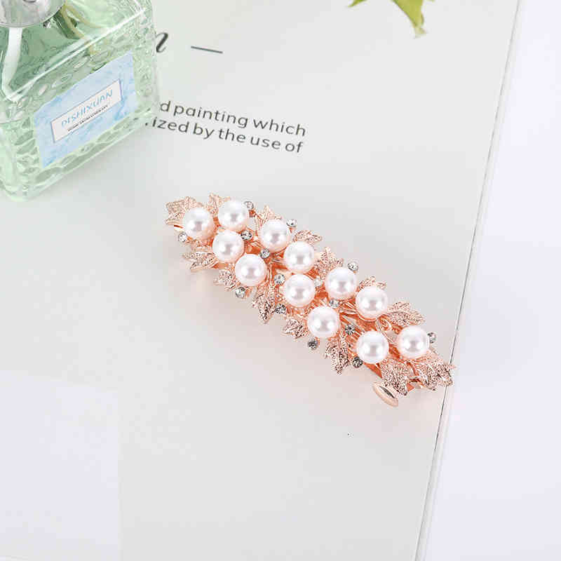 Hair Accessories Simple Korean Large Rhinestone Star Leaf Pearl Hairpin Top Clip Spring