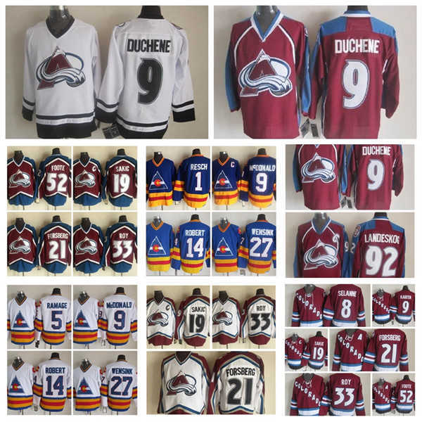 Fashion Retro Colorado Avalanche Jersey 33 Patrick Roy 52 Adam Foote 9 Lanny McDonald 19 Joe Sakic Mens Vintage CCM Stitched Hockey Jerseys, Red
Fashion Retro Colorado Avalanche Jersey 33 Patrick Roy 52 Adam Foote 9 Lanny McDonald 19 Joe Sakic Mens Vintage CCM Stitched Hockey Jerseys, Red
