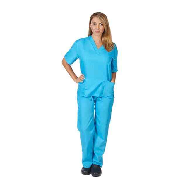 Wholesale Customized Womens Sets Top Nurse Uniform New Solid Color Pocket V-neck Nursing Work Y1028