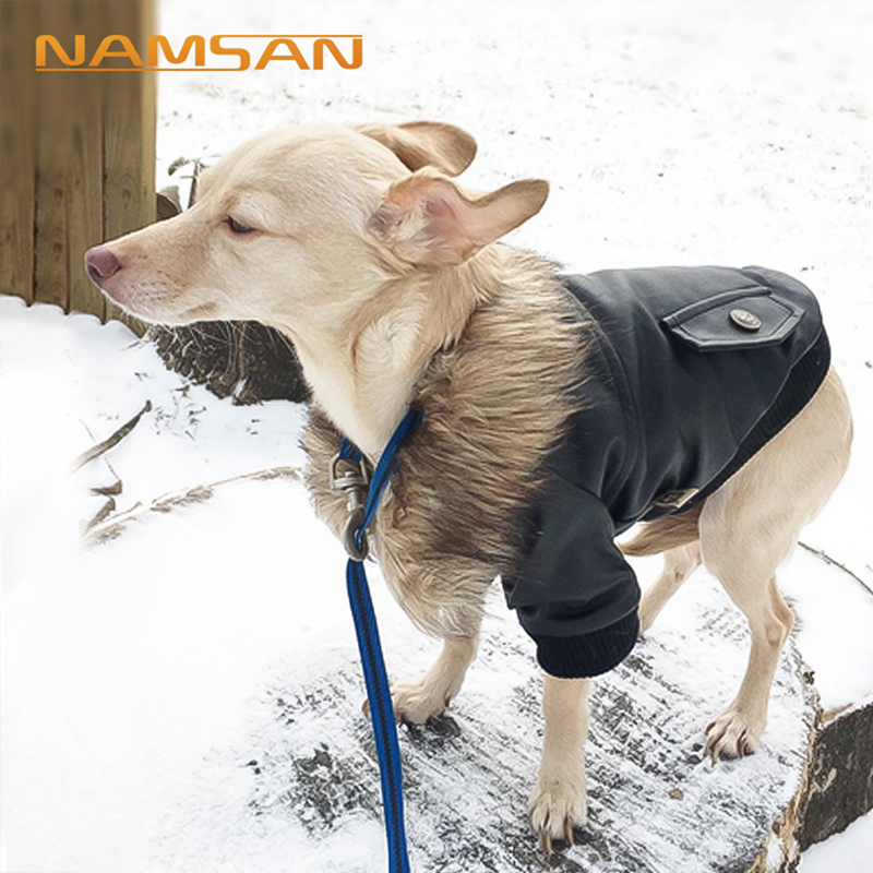 free shipping Designer Warm Coats Leather Waterproof Winter Clothes Dog Apparel for Small Medium Dogs Soft Puppy ets Flight Suit Worn in Cold Weather 