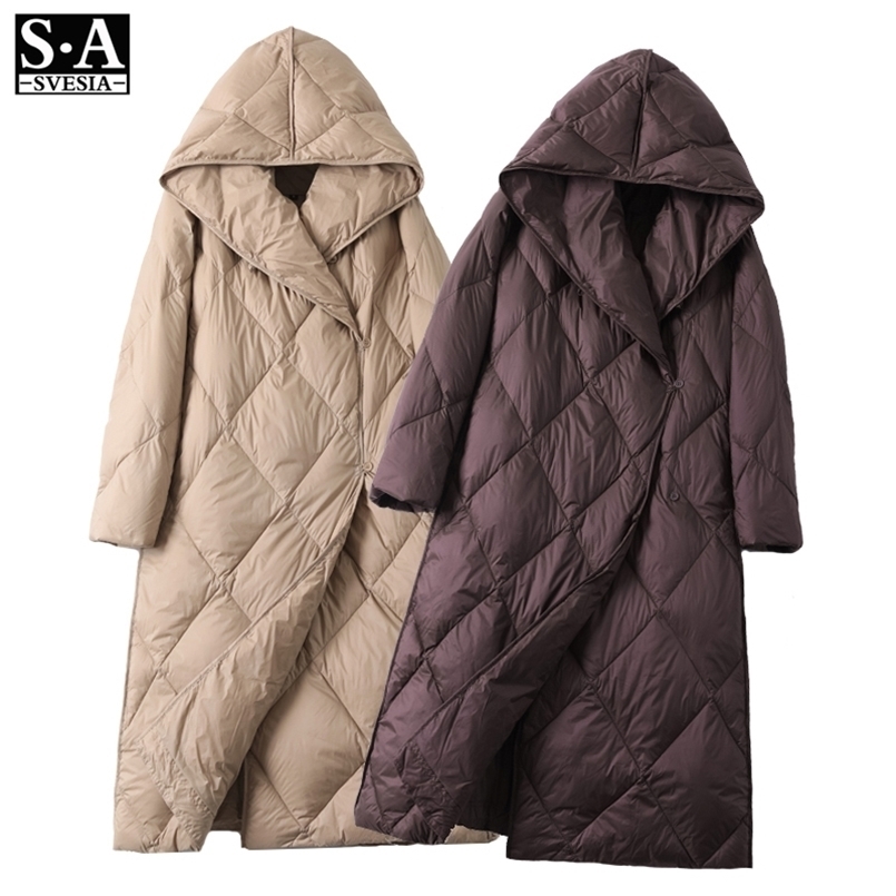 Women's Winter Down Jacket Coats Women Light Ultra Long Warm Puffer Jacket Hooded Down Parka Female Outerwear Clothing 210819