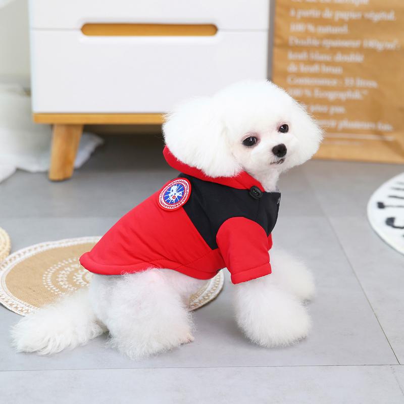 free shipping Apparel Pet Winter Warm Coat Dog Clothes Hoodie Two Legs Cotton Clothing Vest Color Matching Design et for Small Medium Dogs Cream S A23
