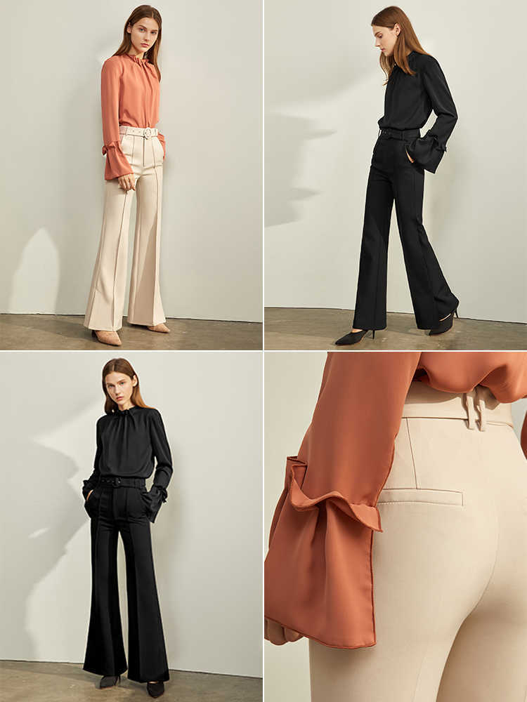 High Waist Trousers Autumn Winter Women Casual Solid Zipper Loose Elegant Female Long Pants 11940429 210527