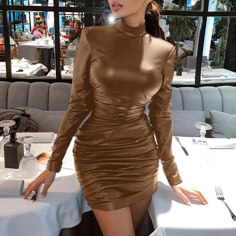 2021 New Spring Artificial Leather Slim Women Autumn Fashion Sexy Pleated Bodycon Female Long Sleeve Mini Party Vestidos K7me, Black
2021 New Spring Artificial Leather Slim Women Autumn Fashion Sexy Pleated Bodycon Female Long Sleeve Mini Party Vestidos K7me, Black