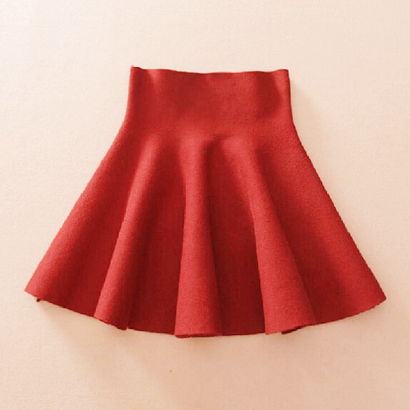 Spring Autumn New Women Skirt Knitting Woolen Midi Skirt Ladies High Waist Casual Pleated Elastic Flared Skirts Womens 210306