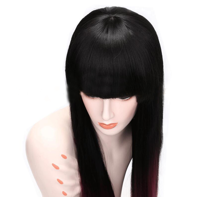 New Fashion Long Straigh Black Ombre Red Synthetic wig women's Hair wigs for life Cosplay