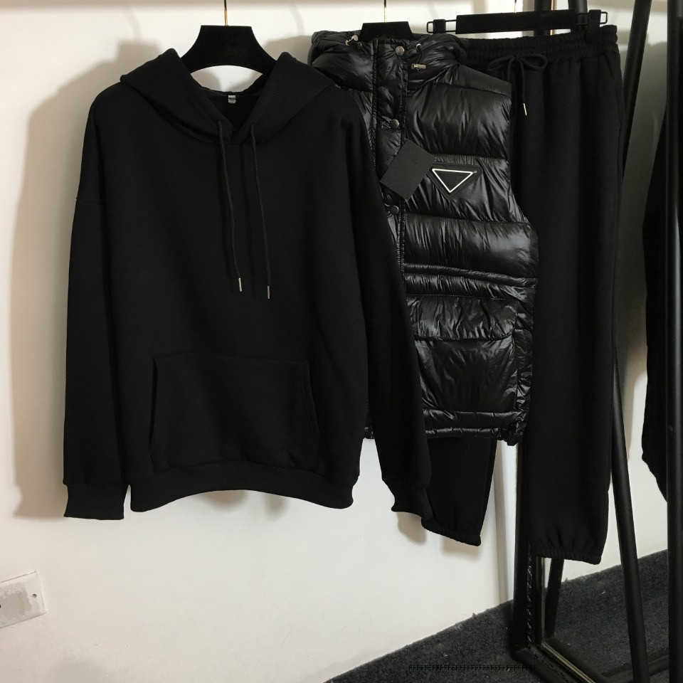 New tracksuit three-piece suit pants rubber triangle standard sleeveless hooded cotton vest long-sleeved jacket + elastic waist casual in, Three-piece suit black
New tracksuit three-piece suit pants rubber triangle standard sleeveless hooded cotton vest long-sleeved jacket + elastic waist casual in, Three-piece suit black