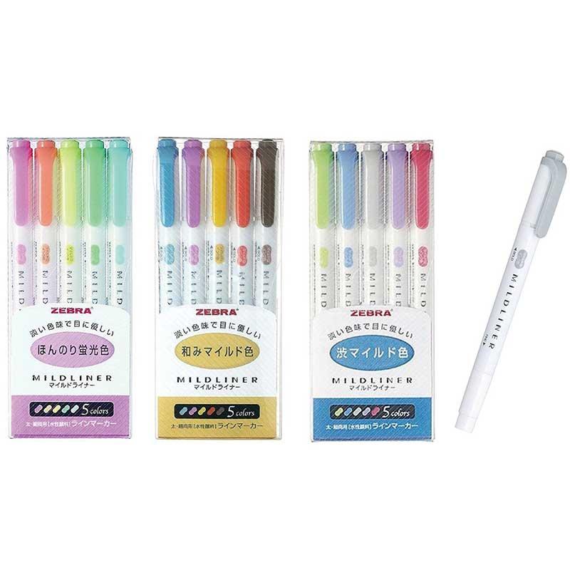 

Highlighters 5 Pcs/Set Japanese Stationery Zebra Mild Liner Double Headed Fluorescent Pen Hook Highlighter Color Mark Cute