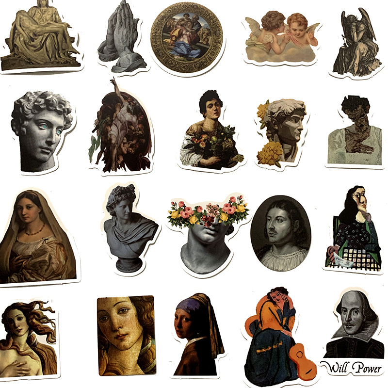 100PCS/Set Car Retro Roman Artist Stickers Famous Sculpture Decals Decoration For Skateboard Helmet Motorcycle Gifts Kids Water Cup Phone PC DIY Water