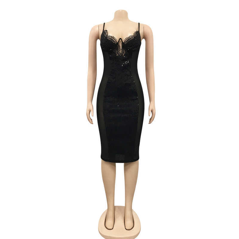Women's Sequined Backless Midi Dress - Lace Patchwork, Slim Fit, Clubwear, Party