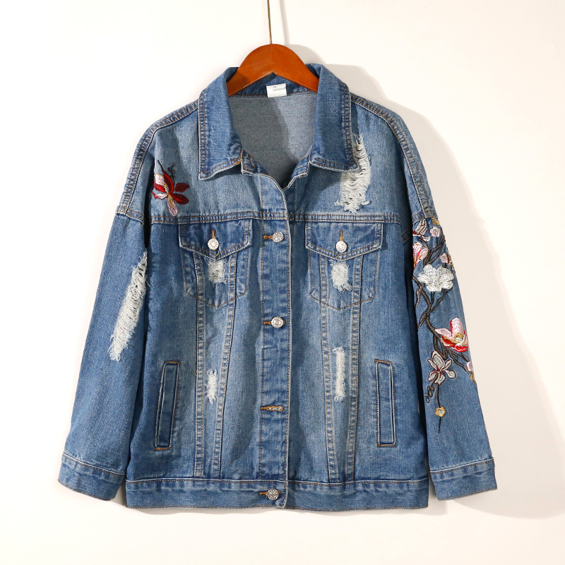 2021 New Embroidered female long sleeve large size hole Harajuku style denim clothing jacket top LBX5, Blue
2021 New Embroidered female long sleeve large size hole Harajuku style denim clothing jacket top LBX5, Blue