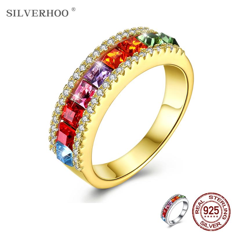 Cluster Rings SILVERHOO 925 Sterling Silver Ring Jewelry Rainbow Color Austria Crystal Sparkle For Women Luxury Pretty Thanksgiving Gift
Cluster Rings SILVERHOO 925 Sterling Silver Ring Jewelry Rainbow Color Austria Crystal Sparkle For Women Luxury Pretty Thanksgiving Gift