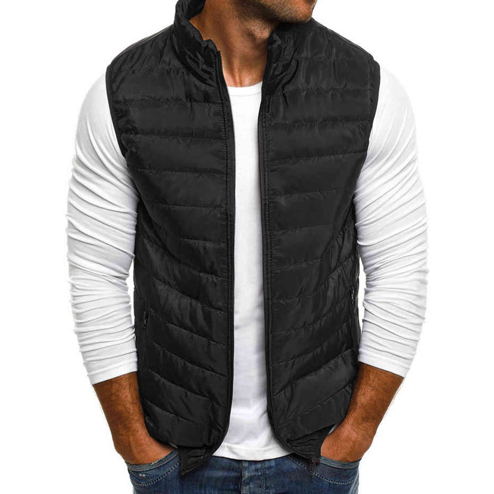 Vest Men Autumn Jackets Thick Vests Man Sleeveless Coats Male Warm Cotton-Padded Waistcoat Men Gilet Veste Hommes 211119