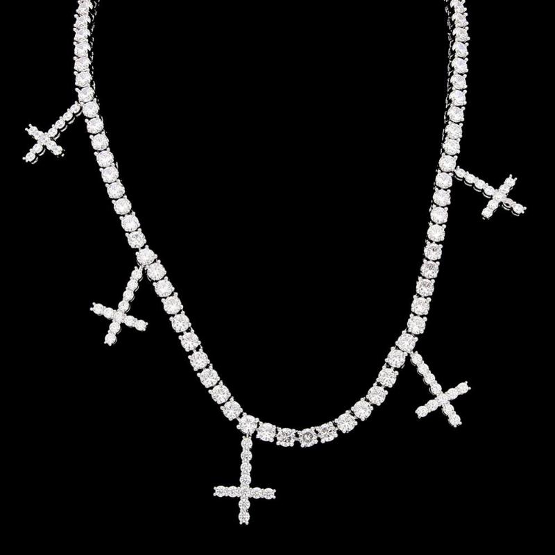 Chains Hip Hop 1 Row + CZ Stone Bling Iced Out 5 Cross Tennis Chain Necklace For Men Women Fashion Rapper Jewelry Gifts Gold, Silver
Chains Hip Hop 1 Row + CZ Stone Bling Iced Out 5 Cross Tennis Chain Necklace For Men Women Fashion Rapper Jewelry Gifts Gold, Silver