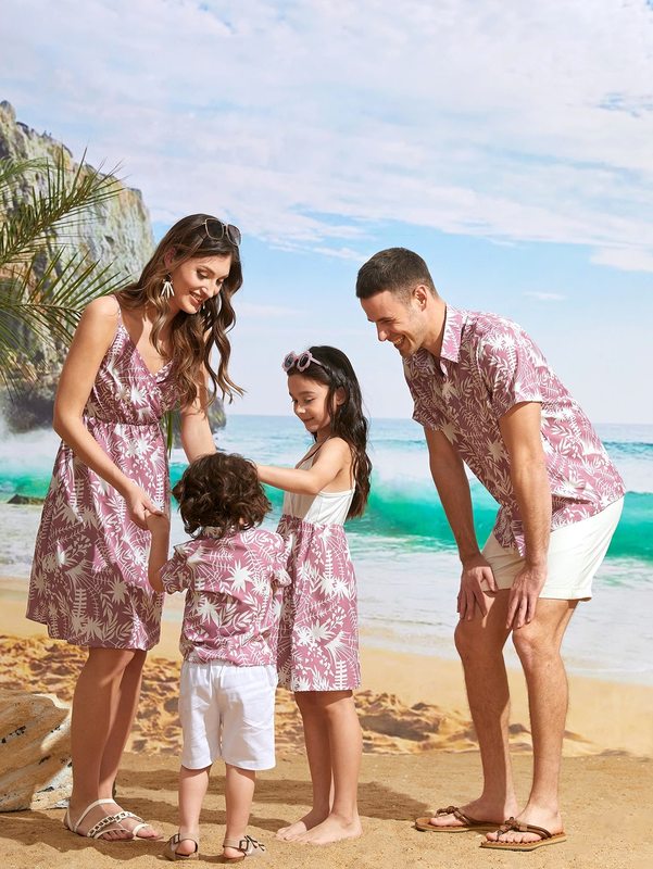 Girls 1pc Tropical Print Cami Dress SHE