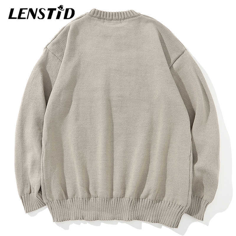 LENSTID Men Hip Hop Knitted Jumper Sweaters Angel Lightning Printed Streetwear Harajuku Autumn Oversize Hipster Casual Pullovers 211008