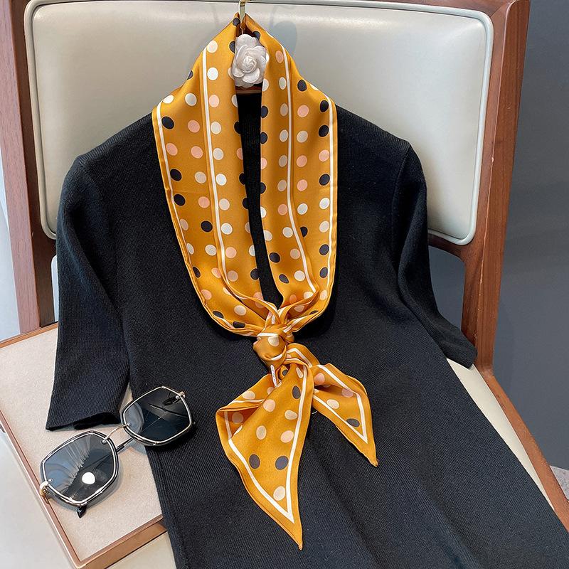 scarves 2021 fashion dot print silk scarf women neck long office lady shawl bandanas female hairbands luxury double scarfs, Blue;gray 
scarves 2021 fashion dot print silk scarf women neck long office lady shawl bandanas female hairbands luxury double scarfs, Blue;gray