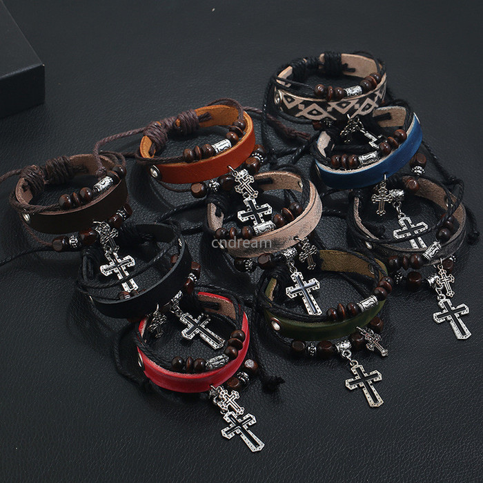Metal Jesus Cross charm Bracelet Wood beads String Adjustable Multilayer wrap Leather bracelets Bangle cuff for women men Fashion jewelry will and sandy
Metal Jesus Cross charm Bracelet Wood beads String Adjustable Multilayer wrap Leather bracelets Bangle cuff for women men Fashion jewelry will and sandy
