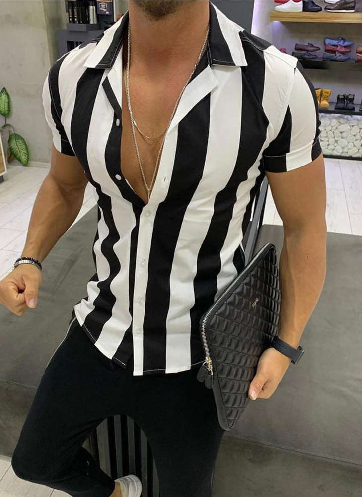 2019 summer mercerized cotton stripe color matching Slim Fit men's short sleeve shirt, Black
2019 summer mercerized cotton stripe color matching Slim Fit men's short sleeve shirt, Black
