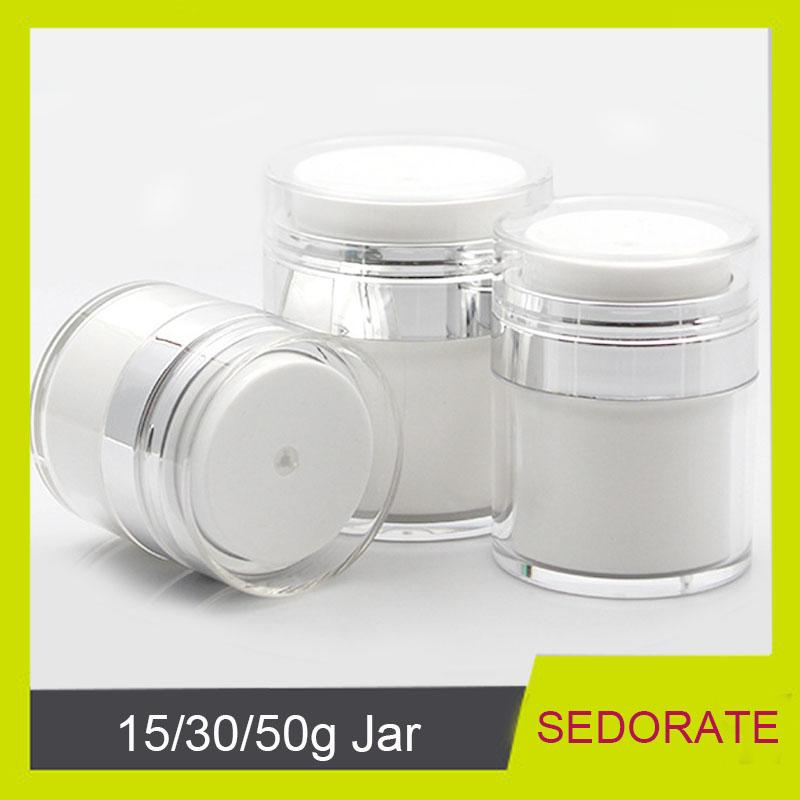 Sedorate 5 pcs/Lot As Airless Cream Pump Jars 15G 30G 50G Plastic Refillable Bottle Round Jars For Serum Eyecream JXW009-1