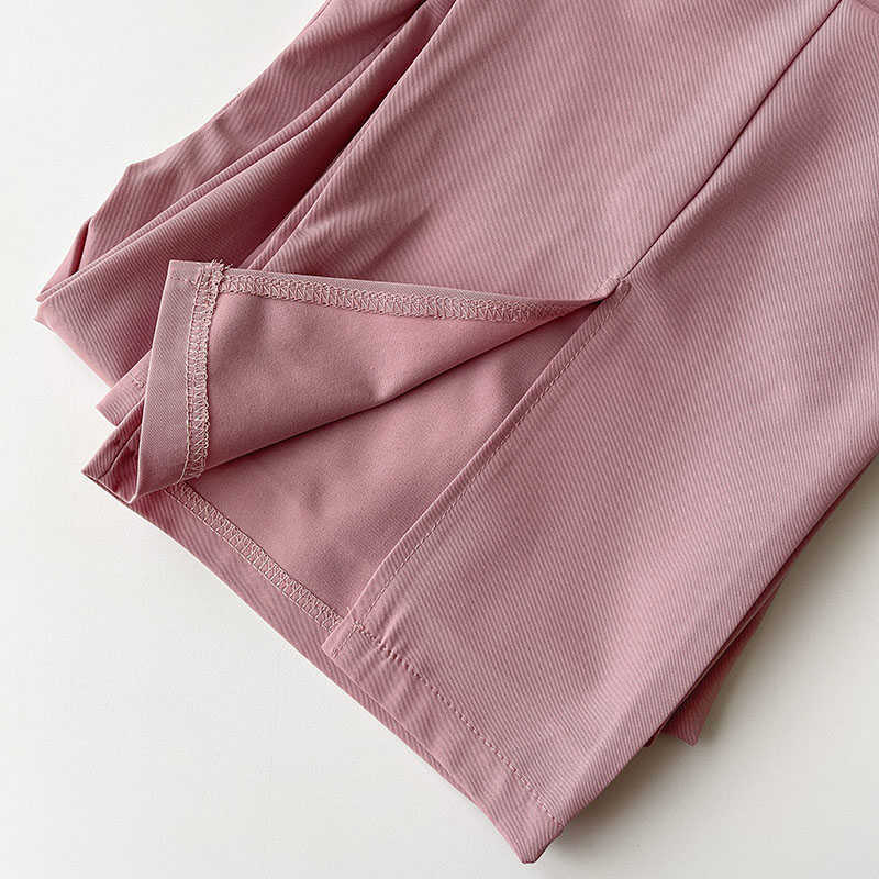 Solid Causal Women Pants Spring High Waist Long Trousers Korean Split Wide Leg Pantalones De Mujer 6G191 210603