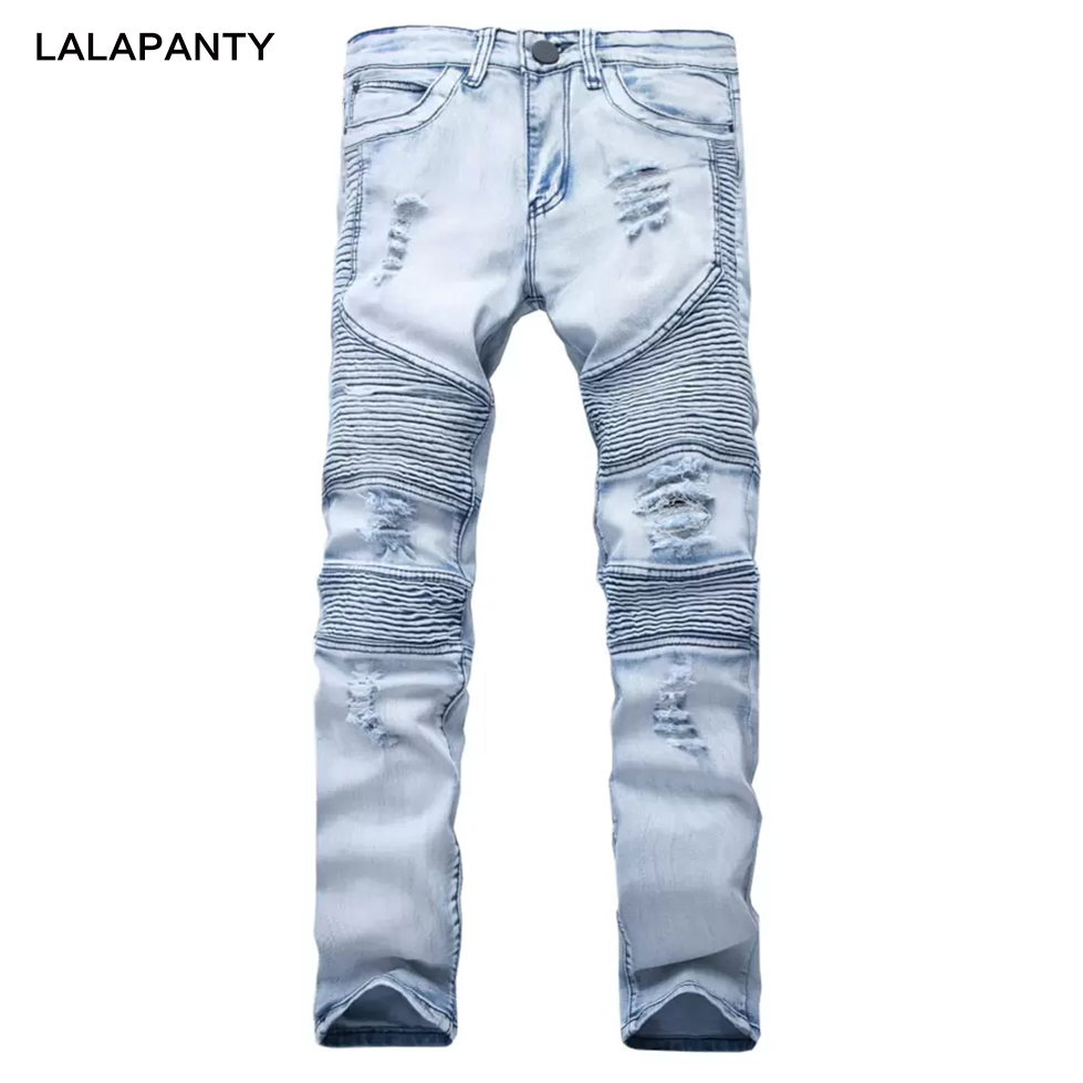 LALAPANTY Represent Clothing Jeans slp Blue/Black Destroyed Mens Slim Denim Straight Biker Skinny jean Men Ripped jeans Pants от DHgate WW