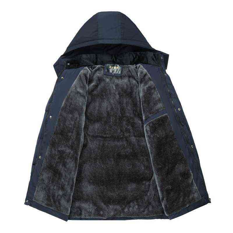 Fashion Fleece Hooded Winter Coat Men Thick Warm Mens Jacket Windproof Gift For Father Husband Parka 211214Z