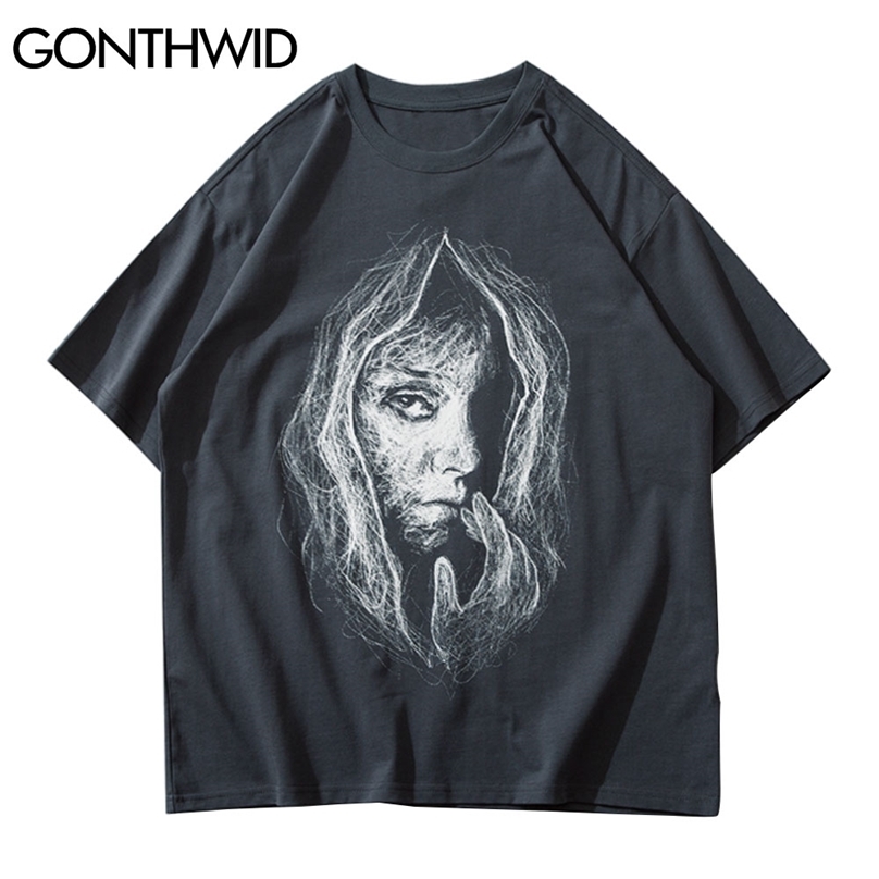 Short Sleeve T-Shirts Men Streetwear Casual Creative Girl Print Cotton Tshirts Hip Hop Harajuku Punk Rock Gothic Tees 210602, Black
Short Sleeve T-Shirts Men Streetwear Casual Creative Girl Print Cotton Tshirts Hip Hop Harajuku Punk Rock Gothic Tees 210602, Black