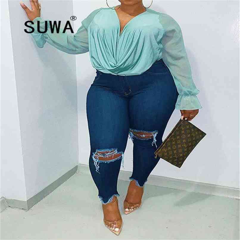 Sexy V-neck Chiffon Large Size Ladies Long Sleeve Top Women Elegant Work Wear High Street Fashion Blouses Free 210525, Mint
Sexy V-neck Chiffon Large Size Ladies Long Sleeve Top Women Elegant Work Wear High Street Fashion Blouses Free 210525, Mint