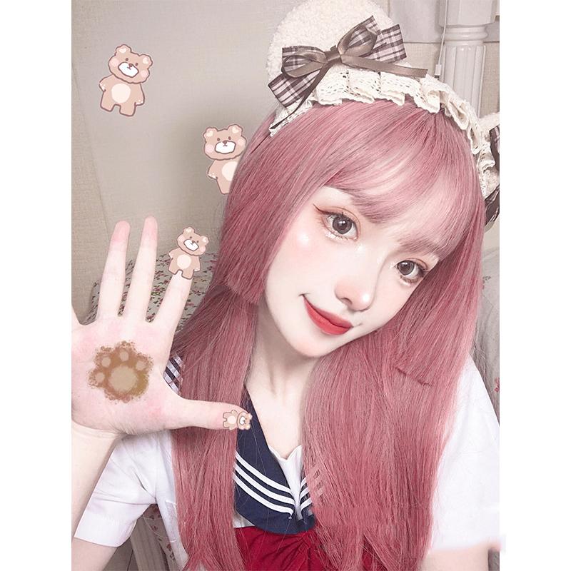 Synthetic Wigs LM Long Straight Wine Wig With Bangs Hair Bang For Women Red Heat Resistant