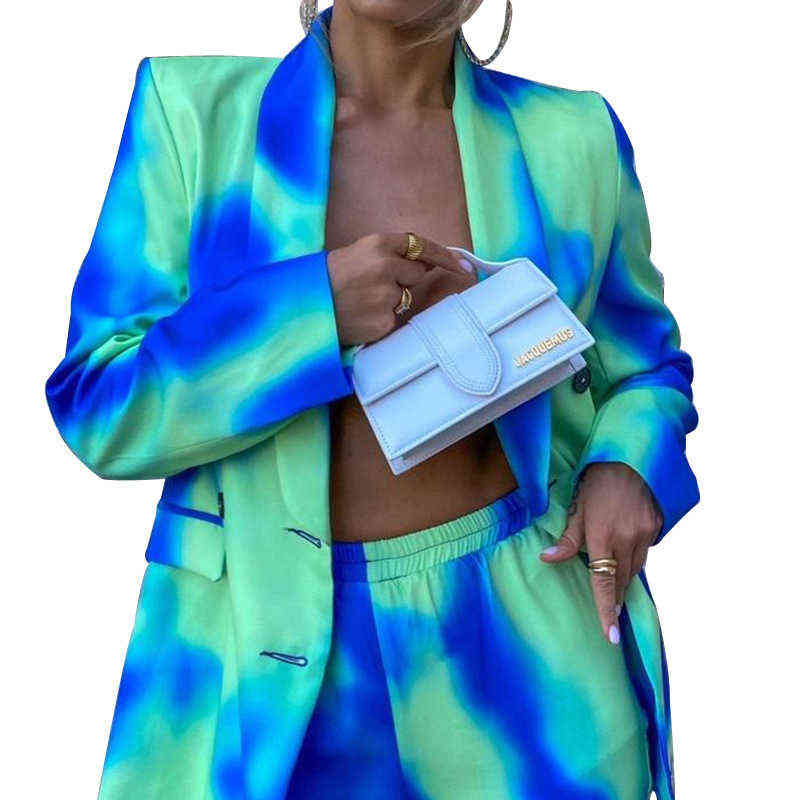 Spring Fall Streetwear Women's Set Long Sleeve Blazer Pants Suit Office Lady Tracksuit Two Piece Fitness Outfits 211105