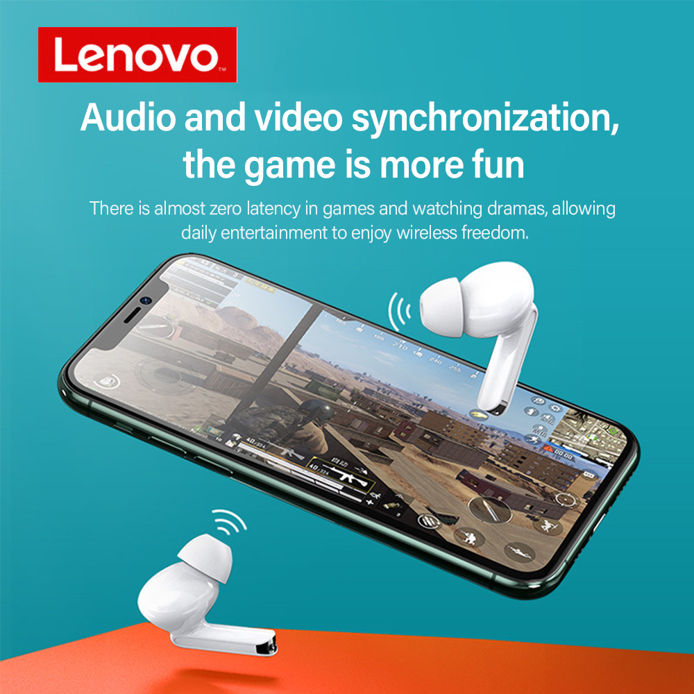 Lenovo XT90 TWS bluetooth 5.0 Earphone Low Latency HiFi Bass Waterproof Gaming Headphones with Noise Cancelling Mic Type-C Charging(The logistics pric