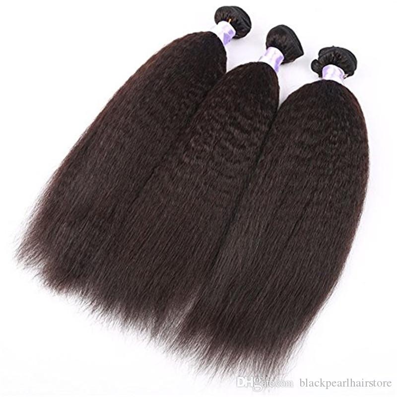 100% Natural Peruvian Human Hair - Kinky Straight Extension Bundles