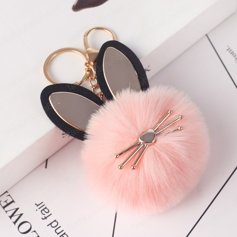 3 Colors Cute Fur Ball Keychain Cat Soft Pompom Animal Hair Ball Car Keychain Ladies Car Bag Accessories Key Ring Mom Gift