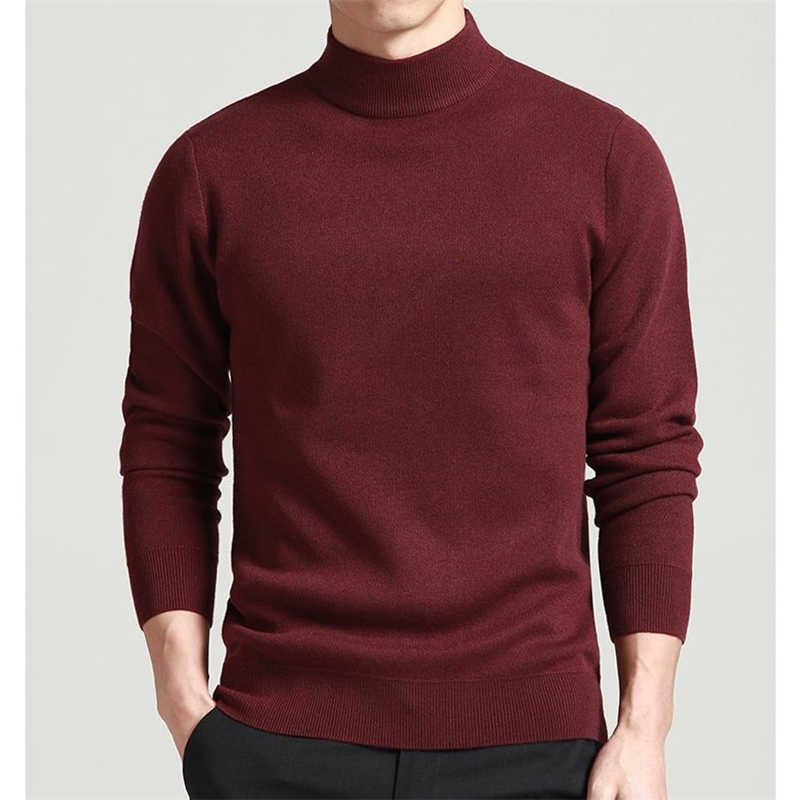 Men Sweater Solid Pullovers Mock Neck Spring And Autumn Wear Thin Fashion Undershirt Size M to 4XL 211008