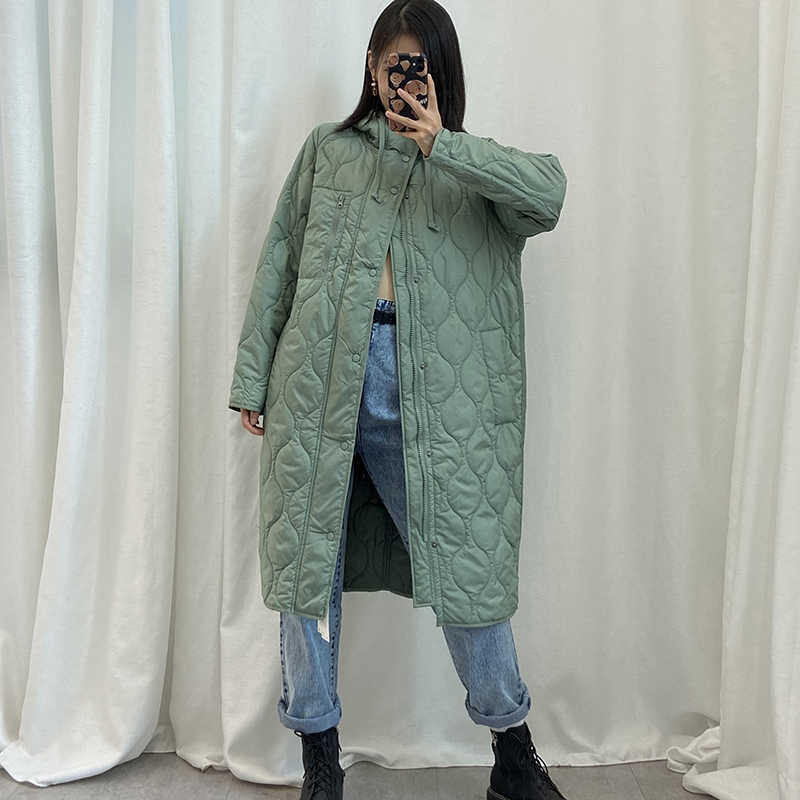 HWLZLTZHT Winter Vintage Women's Parka Warm Jacket Coat Casual Hooded Overcoats Female Loose Long Outwear Windbreaker 211018
