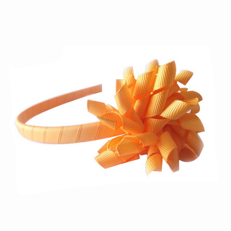 Girl Alice Hair Band Hoop Sticks Curly Ribbons Corker Bows Flowers Korker Bowknot Covered Fully Lined Plastic School Headbands PD009