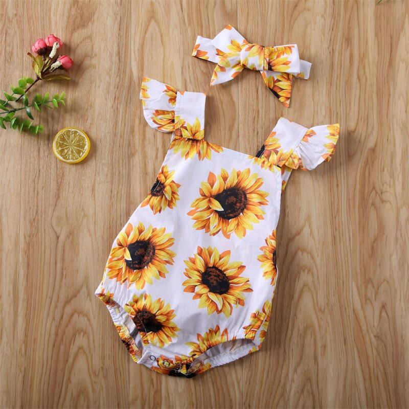0-24M Summer Baby Girl Sunflower Romper Newborn Jumpsuit Girls Flower Bodysuit Kids Headband Kid Outfits Babys Costumes, Yellow
0-24M Summer Baby Girl Sunflower Romper Newborn Jumpsuit Girls Flower Bodysuit Kids Headband Kid Outfits Babys Costumes, Yellow
