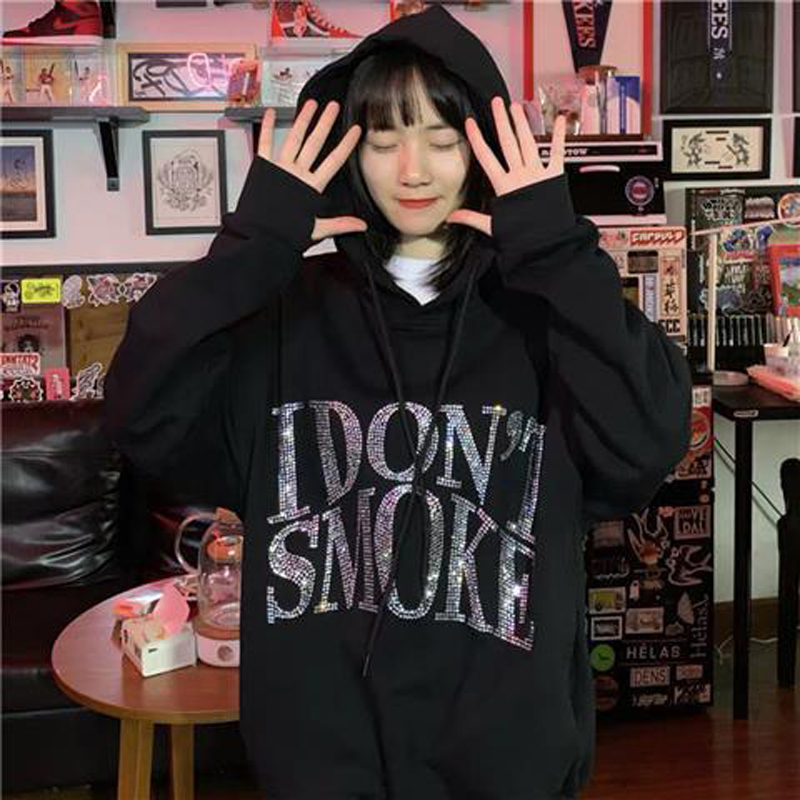 M-3XL Plus Size Unisex Hoodie Fashion I Don't Smoke Black Pullover OverSized Tops Long Sleeve Sweatshirt Casual Tracksuit 201128