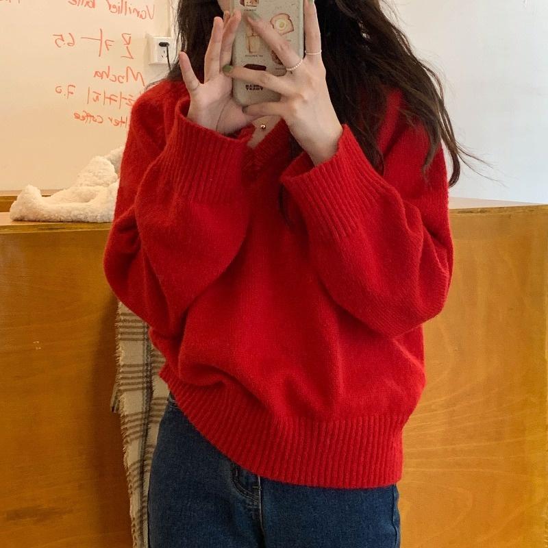 Women's Sweaters Korean-Style Sweater Casual Loose Lazy Style 2021 Solid Color Autumn Chic Long Sleeve V-neck Knitted, Pink
Women's Sweaters Korean-Style Sweater Casual Loose Lazy Style 2021 Solid Color Autumn Chic Long Sleeve V-neck Knitted, Pink