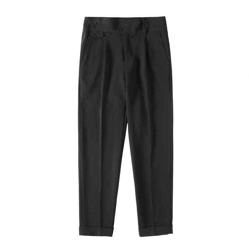 Vintage England Elegant Mens Slim Fit Suit Pants Gentleman Retro British Style Social Pants Men White Office Trousers Work Dress 211112