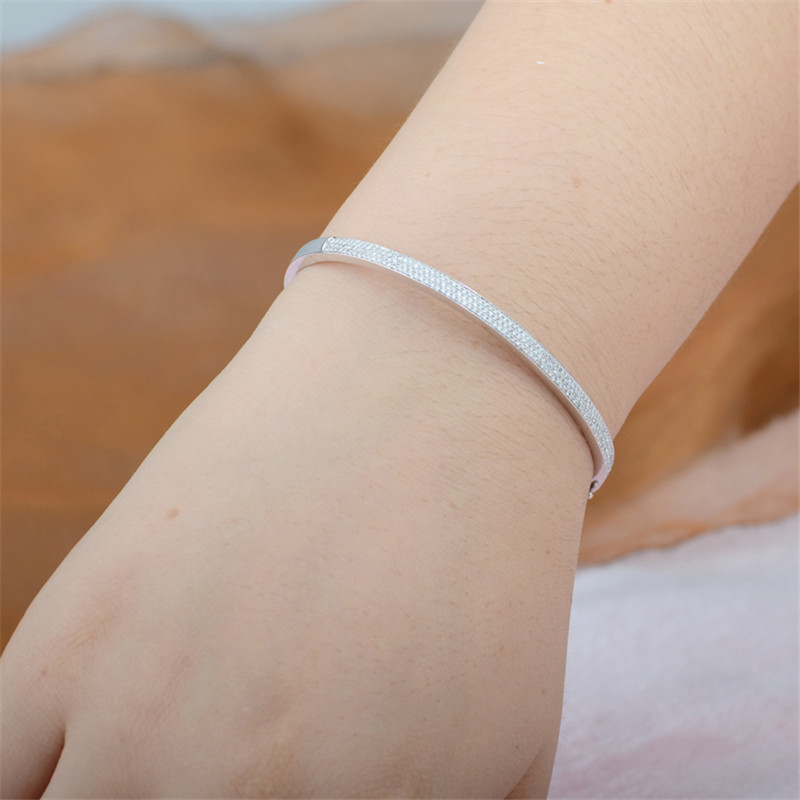 Handmade Pave Lab Diamond Bangle 925 Sterling Silver Party Engagement bangles Bracelets for women Bridal wedding accessaries
