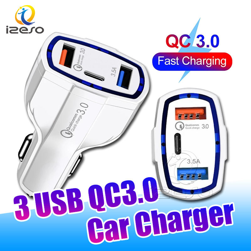 QC3.0 PD Car Charger 3 in 1 Type C Dual USB Ports Fast Charging 7A Power Adapter for iPhone 12 Samsung izeso
QC3.0 PD Car Charger 3 in 1 Type C Dual USB Ports Fast Charging 7A Power Adapter for iPhone 12 Samsung izeso