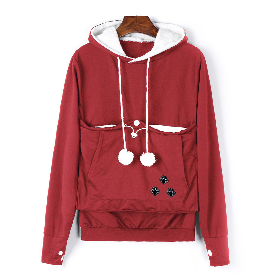 Hooded Cat Dog Pet Casual Unisex Kangaroo Coat Hoodies Sweatershirts Women Kangaroo Cat Casual Hoodie Sweatershirts 201102