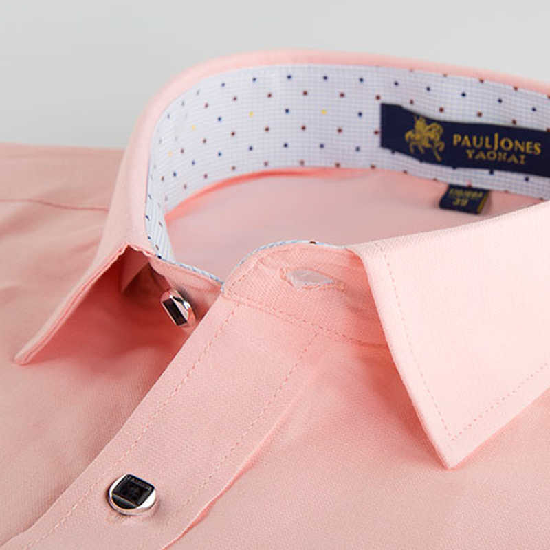 Men's Regular-fit Long Sleeve Solid Linen Shirt Single Patch Pocket Square Collar Inner Polka Dot Casual Button-up Thin Shirts 210714