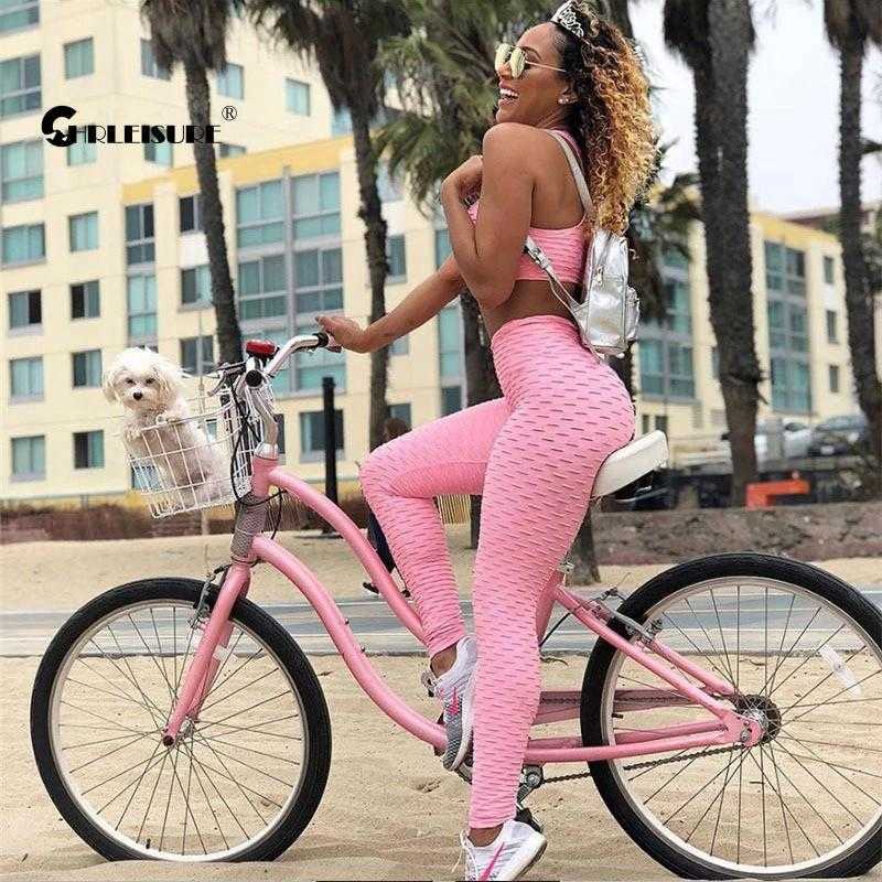 CHRLEISURE 3 Piece Yoga Set Fitness Anti Cellulite Gym Suits High Waist Leggings Shorts Push Up Tank Bra Sports Tracksuit 210909