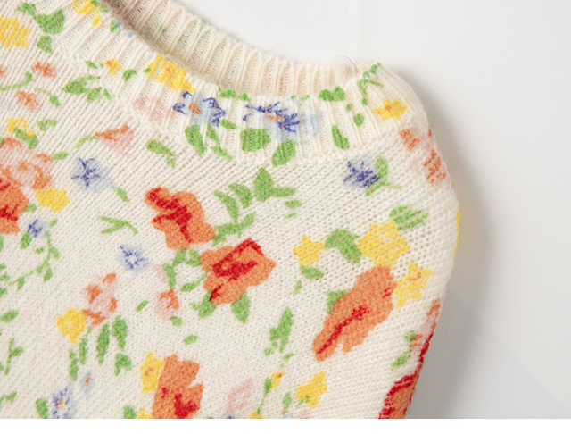 Women Floral Sweater Female Spring Summer O-Neck Long Sleeve Knitwear Jumpers lady Romantic Knitted Pullover Tops Fashion 211014