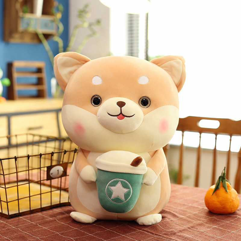 New akita dog plush toy doll wholesale cute large Shiba inu sleeping pillow tea cup doll Milk cups muppet gifts